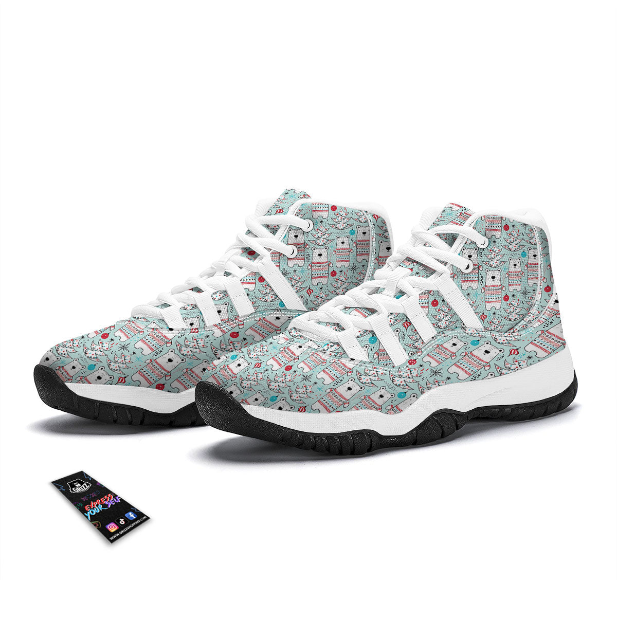 Polor Bear Christmas White Bball Shoes-grizzshop