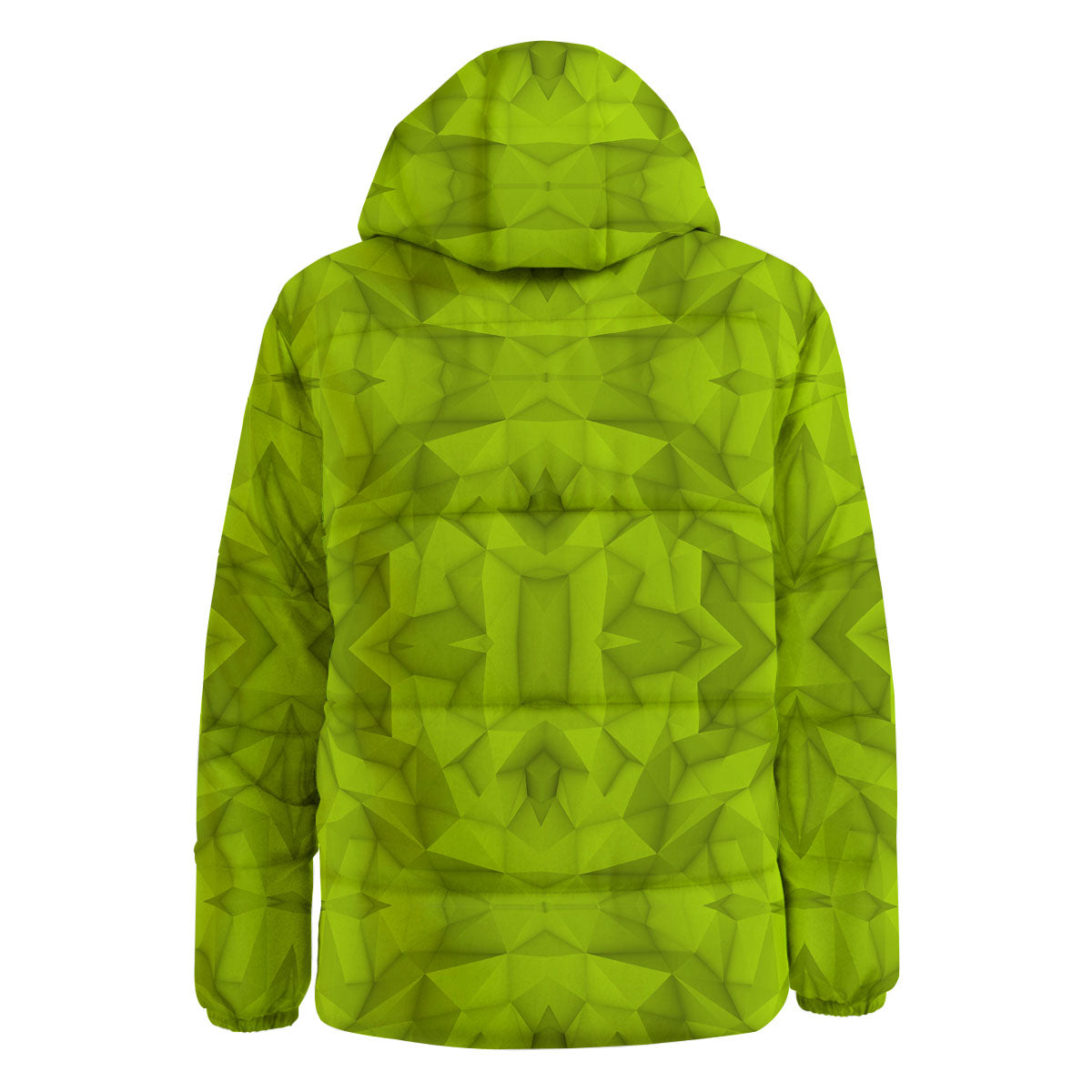 Polygonal Geometric Lime Green Print Down Jacket-grizzshop