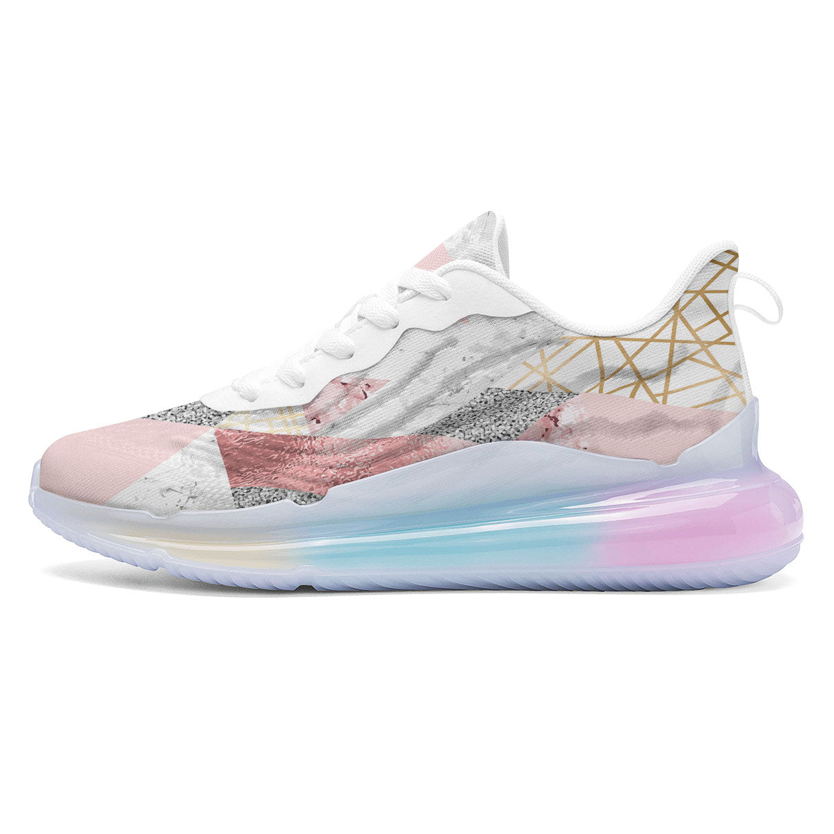 Polygonal Geometric Pink Print Running Sneakers-grizzshop