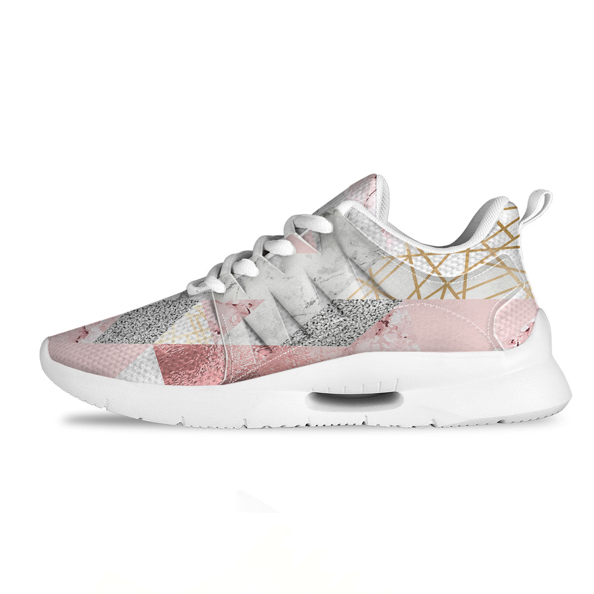 Polygonal Geometric Pink Print Tennis Shoes-grizzshop