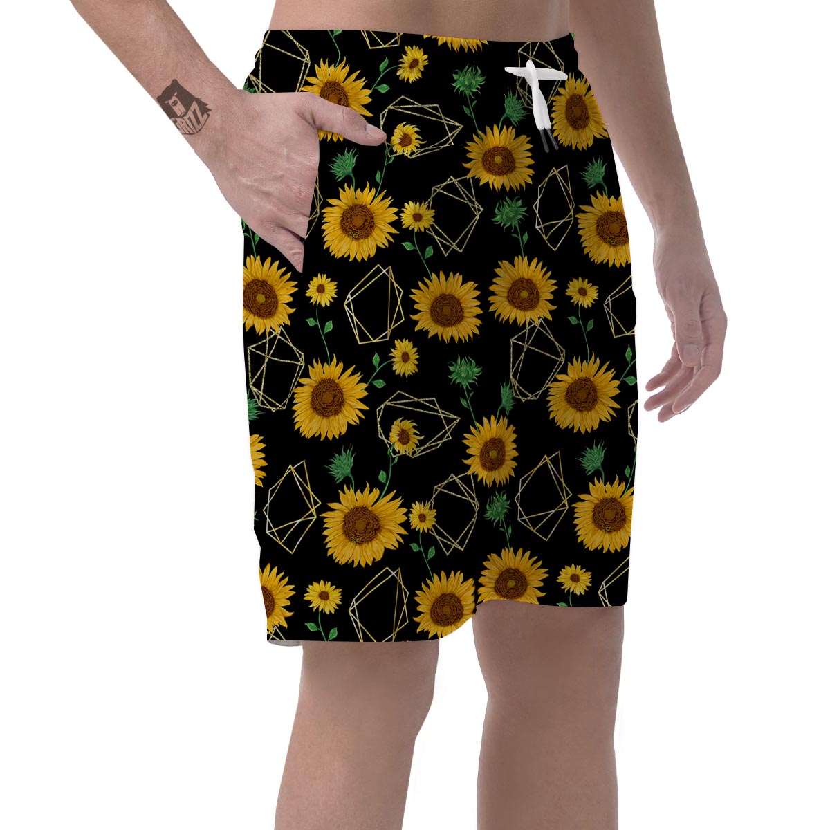 Polygonal Sunflower Men's Shorts-grizzshop