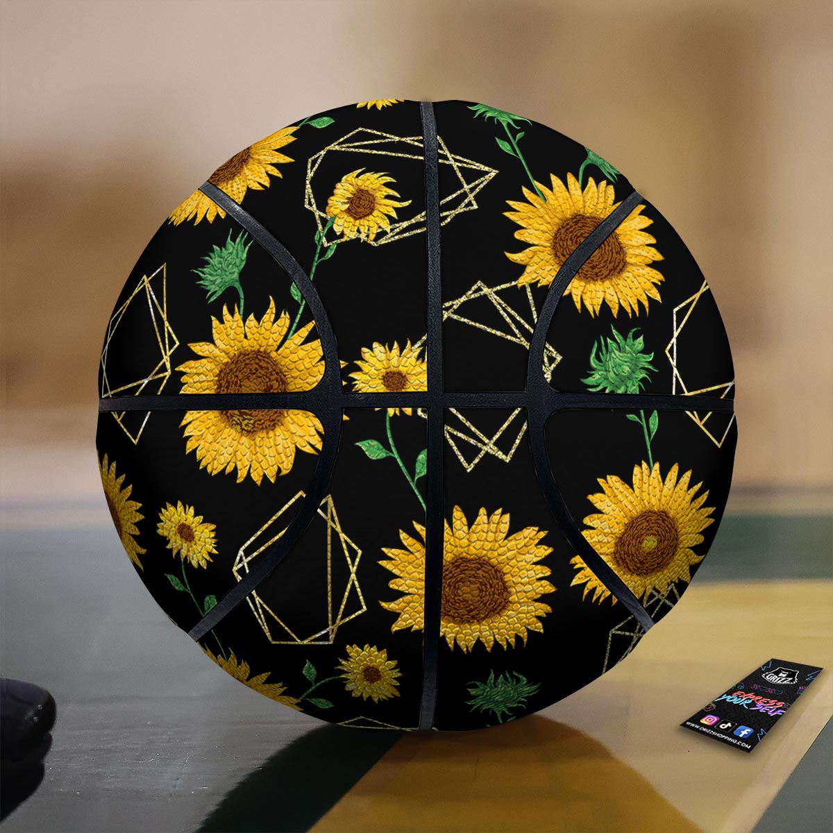 Polygonal Sunflower Print Pattern Basketball