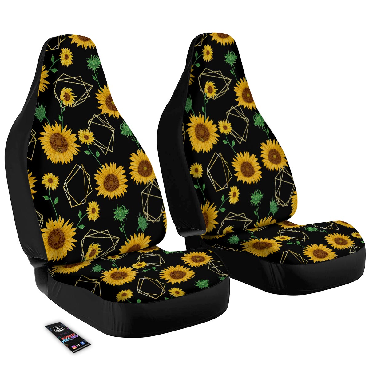Polygonal Sunflower Print Pattern Car Seat Covers-grizzshop