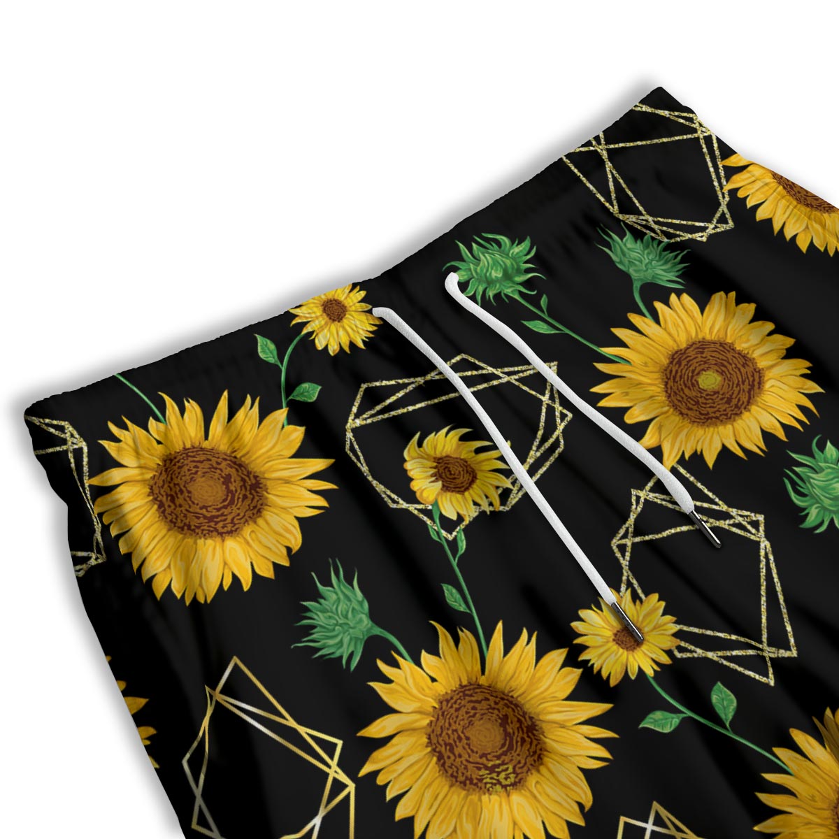 Polygonal Sunflower Print Pattern Men's Athletic Shorts
