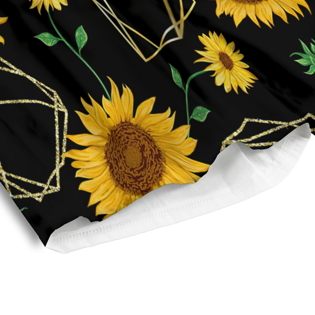 Polygonal Sunflower Print Pattern Men's Athletic Shorts