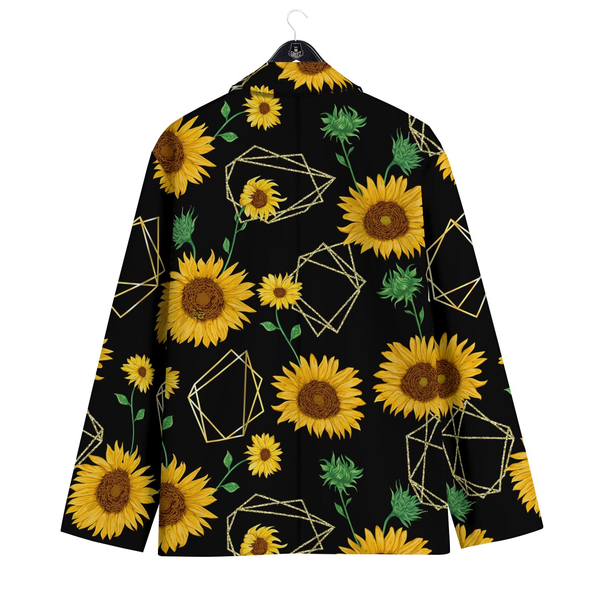 Polygonal Sunflower Print Pattern Men's Sport Coat-grizzshop