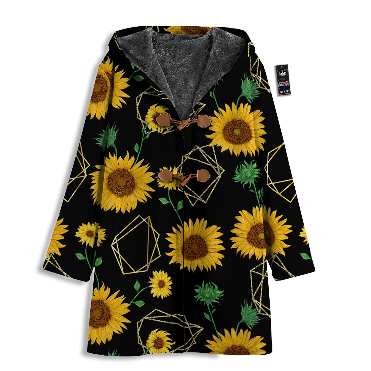 Polygonal Sunflower Print Pattern Men's Windbreaker Jacket-grizzshop