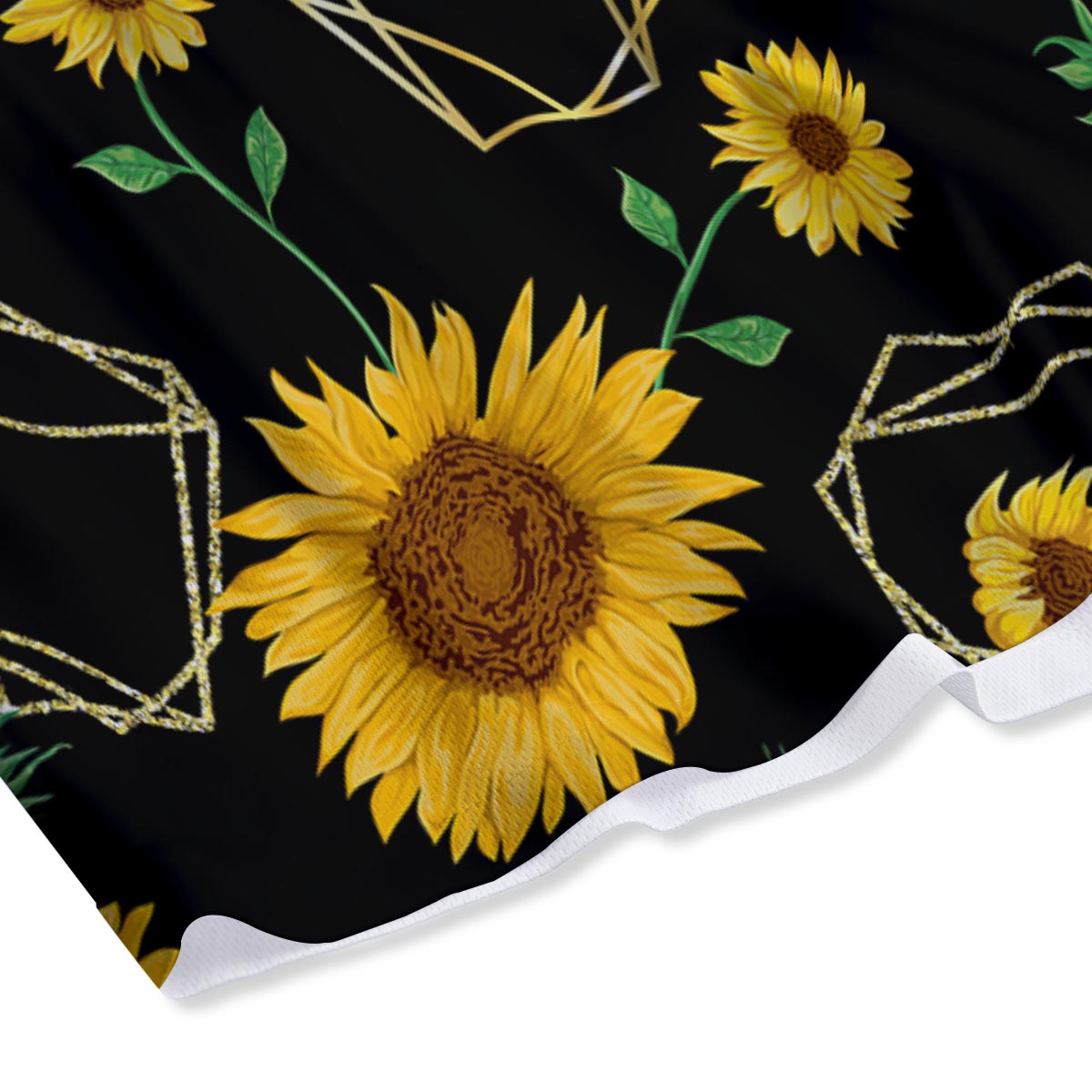 Polygonal Sunflower Print Pattern Mesh Shorts