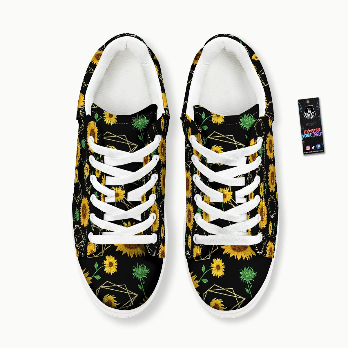 Polygonal Sunflower Print Pattern Platform Shoes-grizzshop