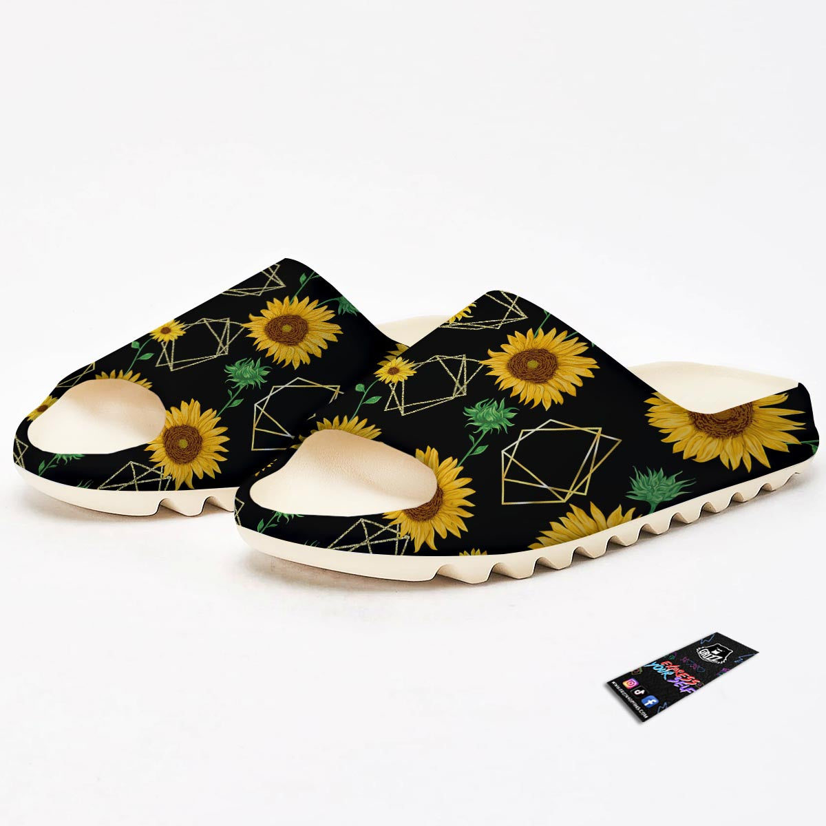 Polygonal Sunflower Print Pattern Sandals-grizzshop