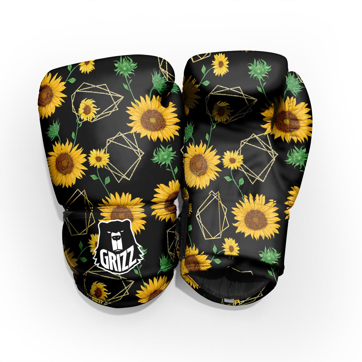 Polygonal Sunflower Print Pattern Pro Boxing Glove