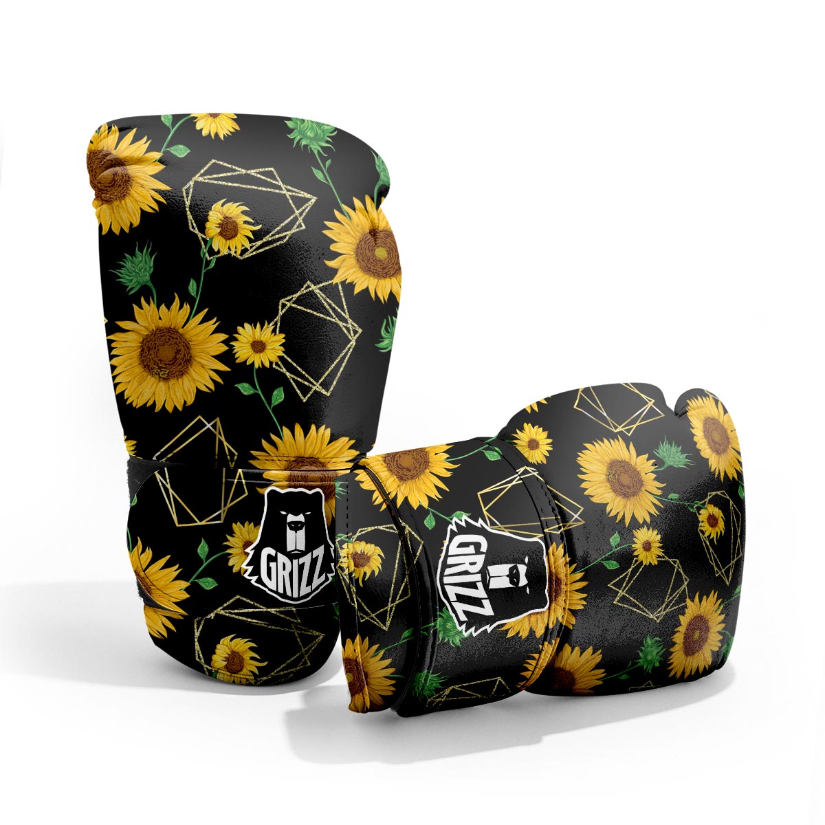 Polygonal Sunflower Print Pattern Pro Boxing Glove