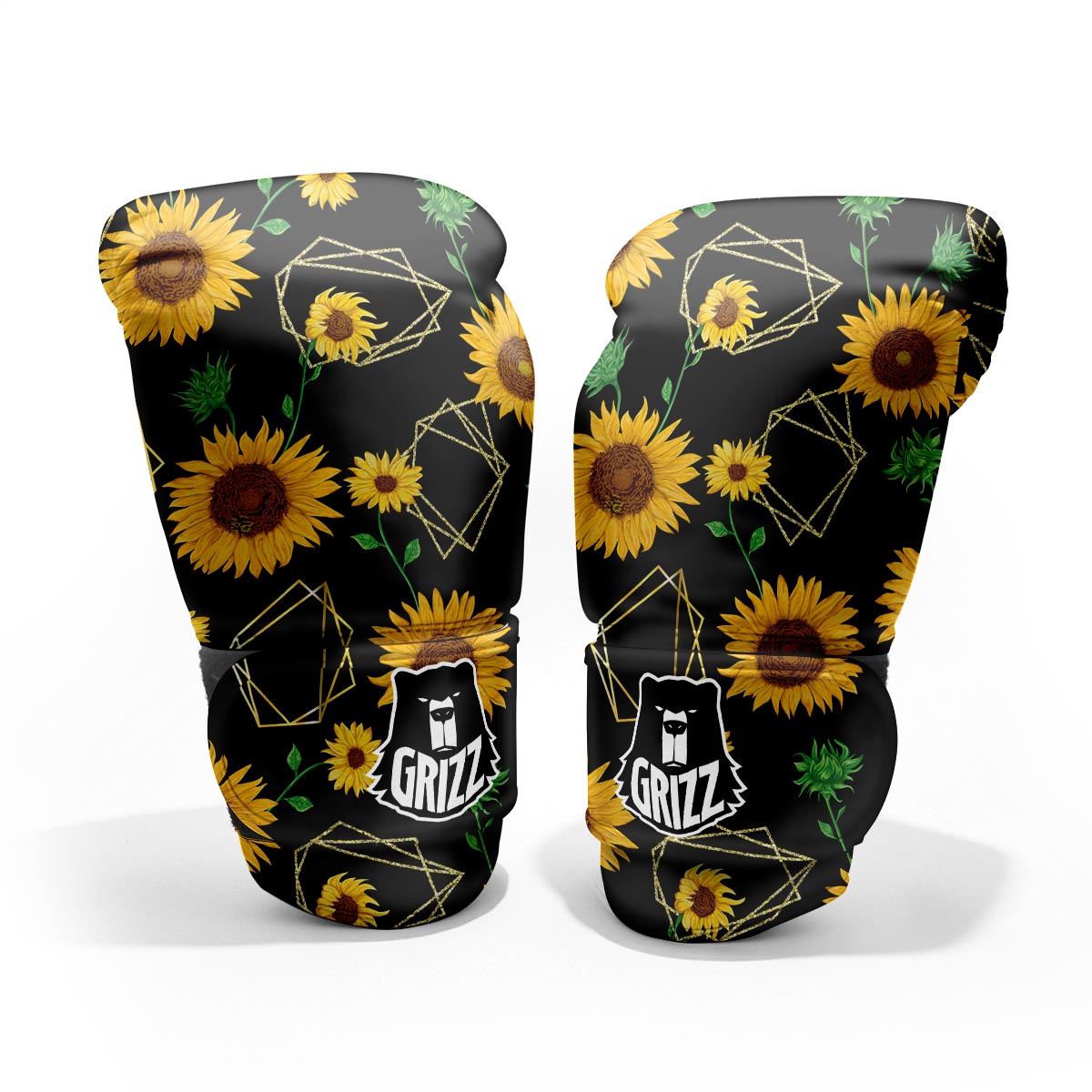 Polygonal Sunflower Print Pattern Pro Boxing Glove