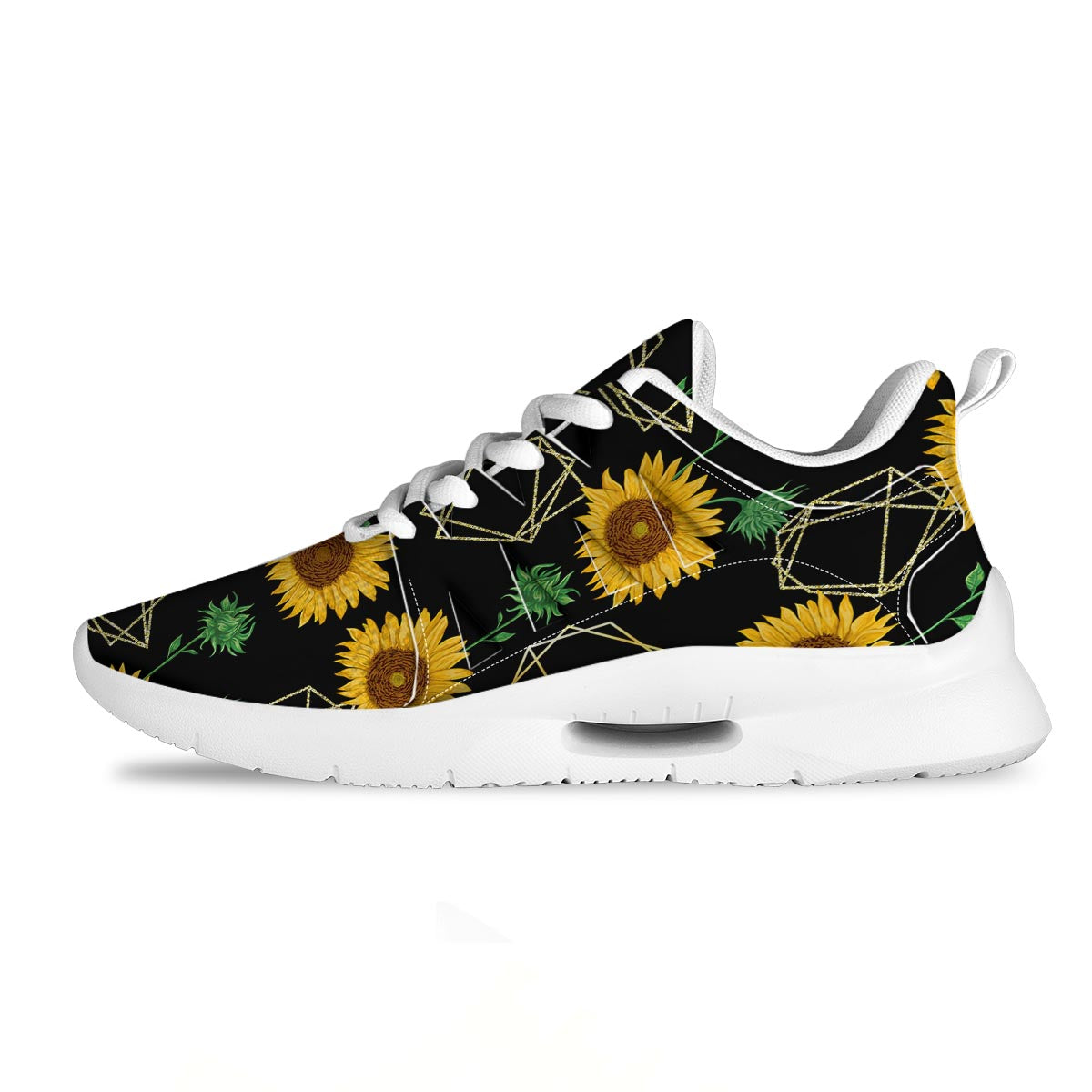 Polygonal Sunflower Print Pattern Tennis Shoes-grizzshop