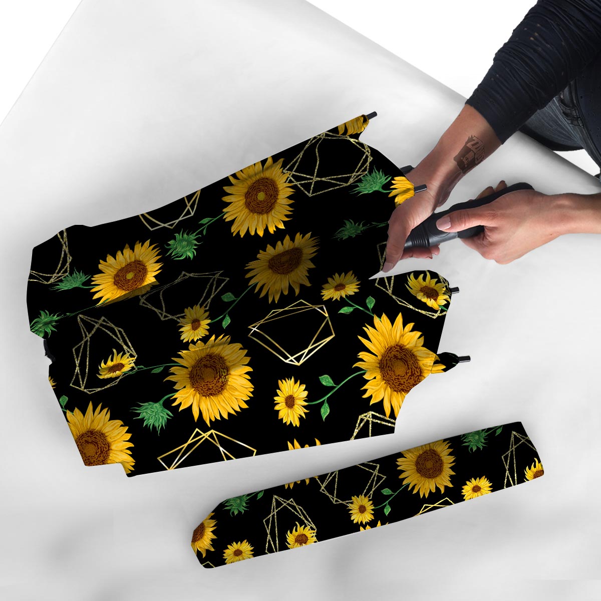 Polygonal Sunflower Print Pattern Umbrella-grizzshop