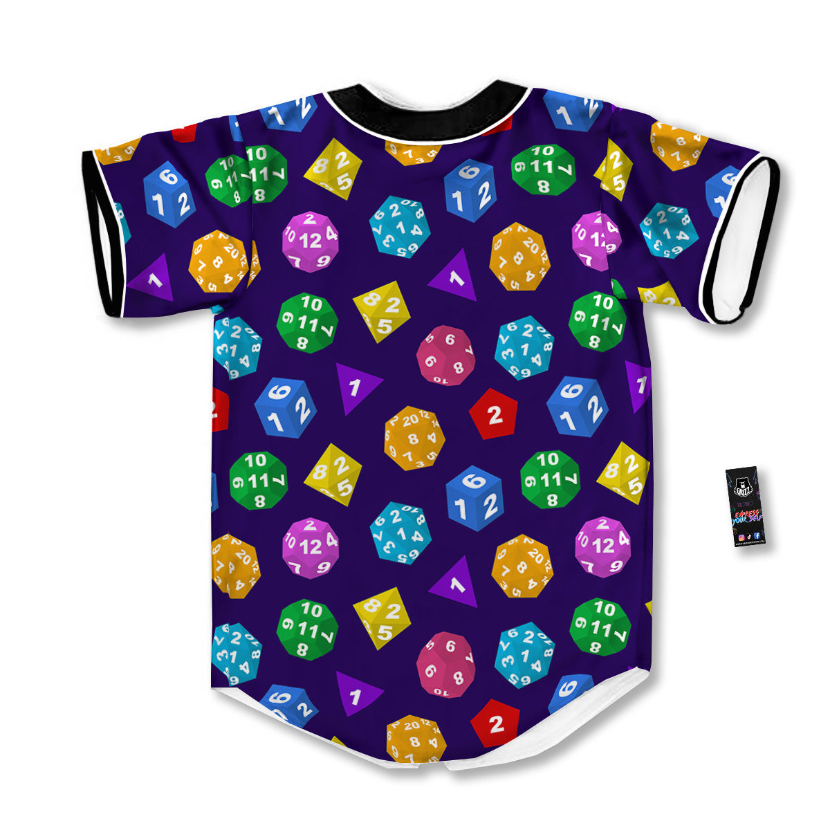 Polyhedron Dice Colorful Print Pattern Baseball Jersey-grizzshop
