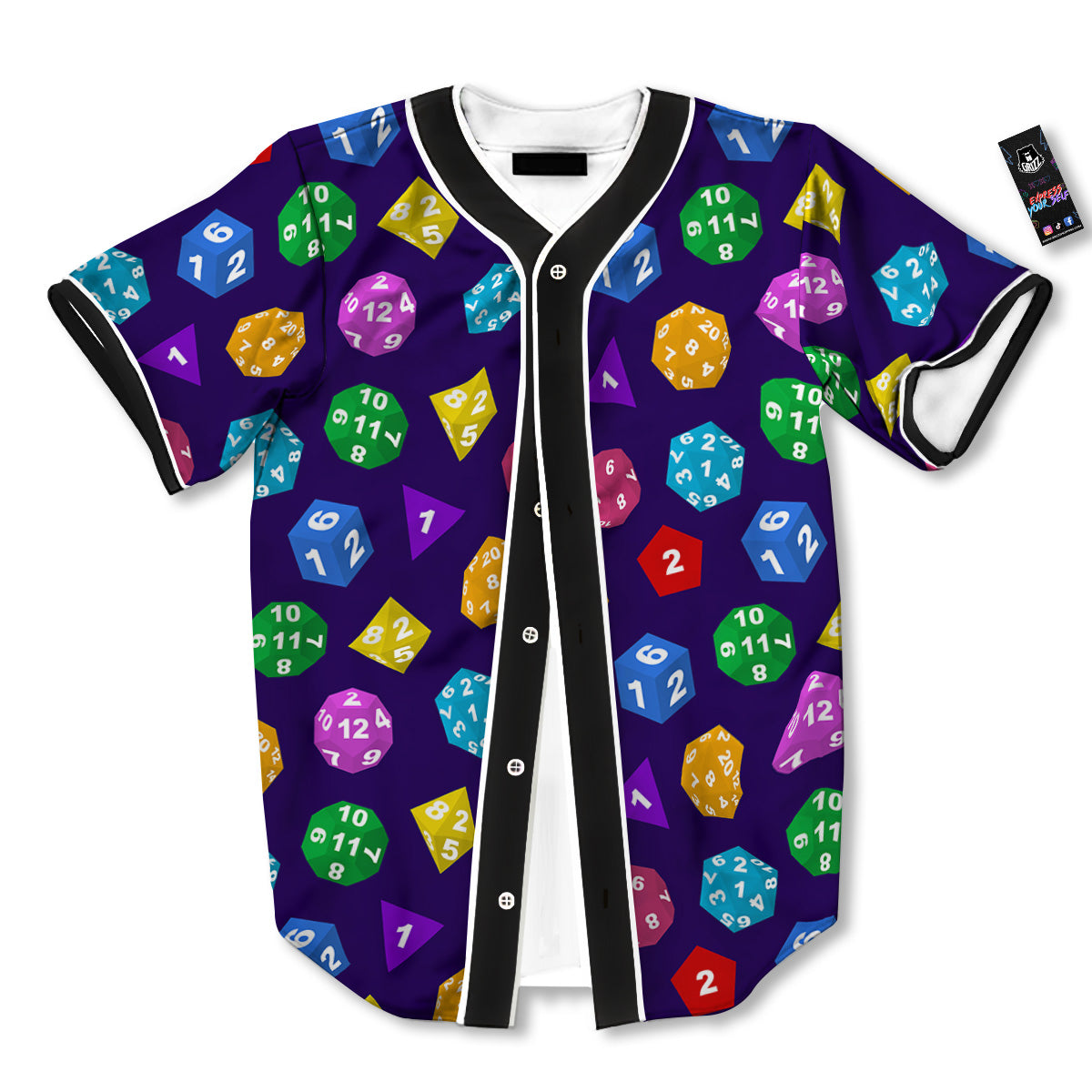Polyhedron Dice Colorful Print Pattern Baseball Jersey-grizzshop