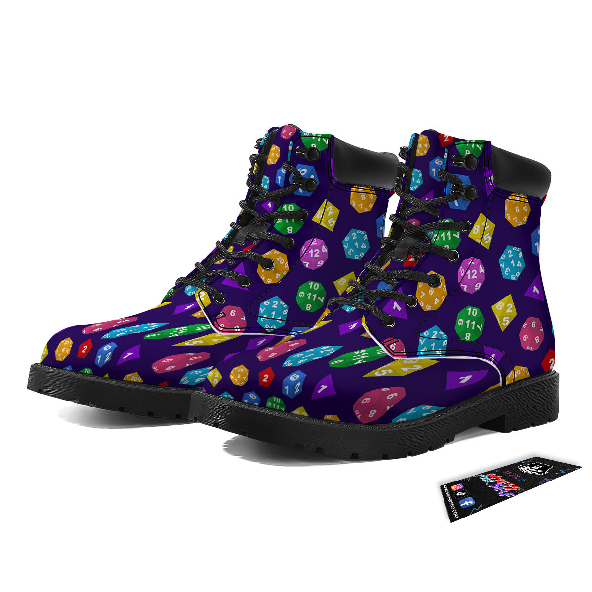 Polyhedron Dice Colorful Print Pattern Boots-grizzshop