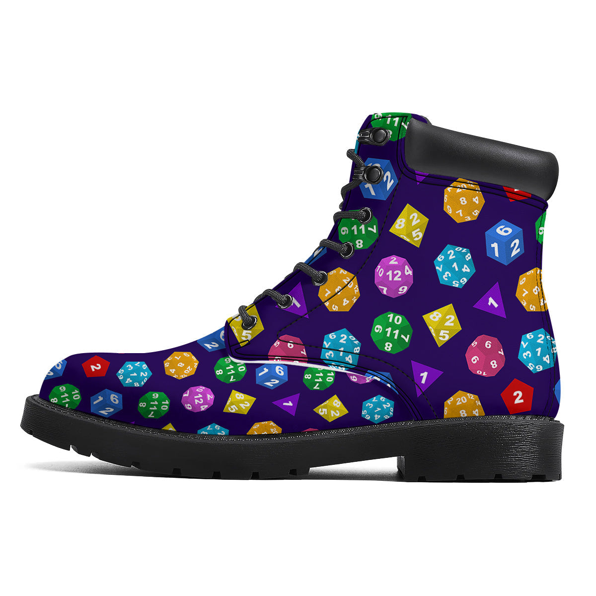 Polyhedron Dice Colorful Print Pattern Boots-grizzshop
