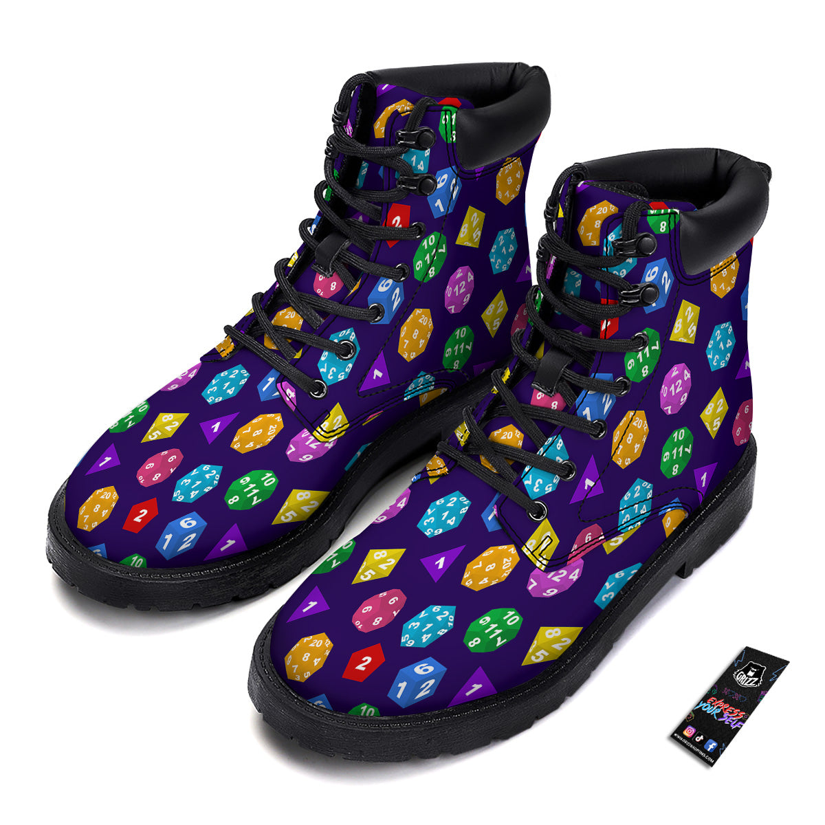 Polyhedron Dice Colorful Print Pattern Boots-grizzshop