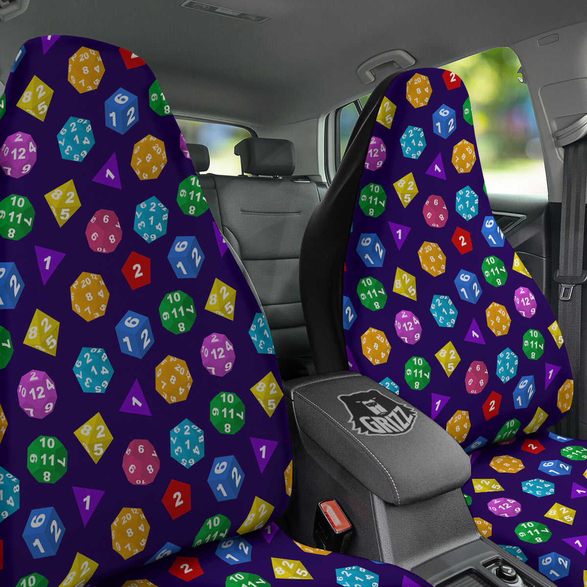 Polyhedron Dice Colorful Print Pattern Car Seat Covers-grizzshop