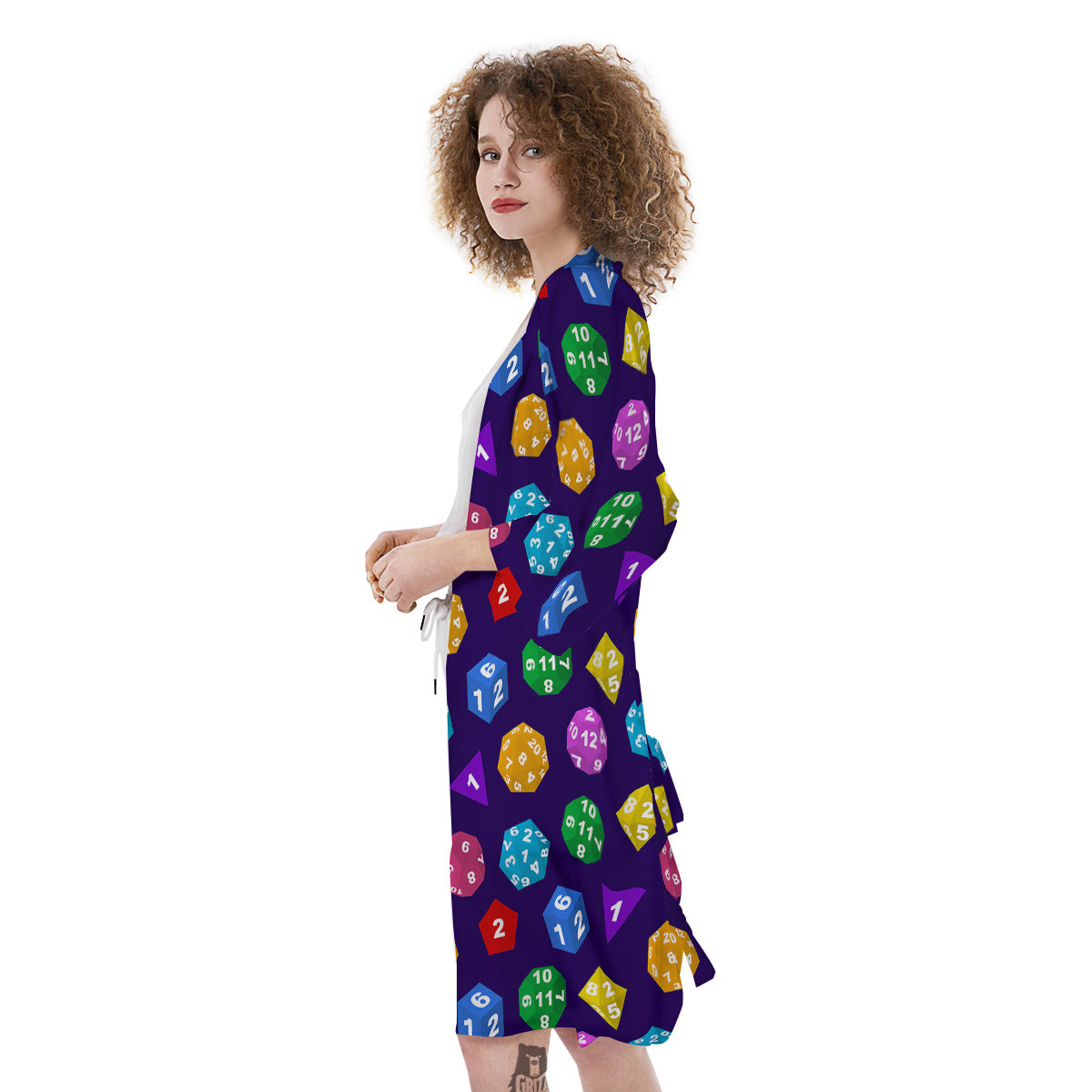 Polyhedron Dice Colorful Print Pattern Kimono-grizzshop