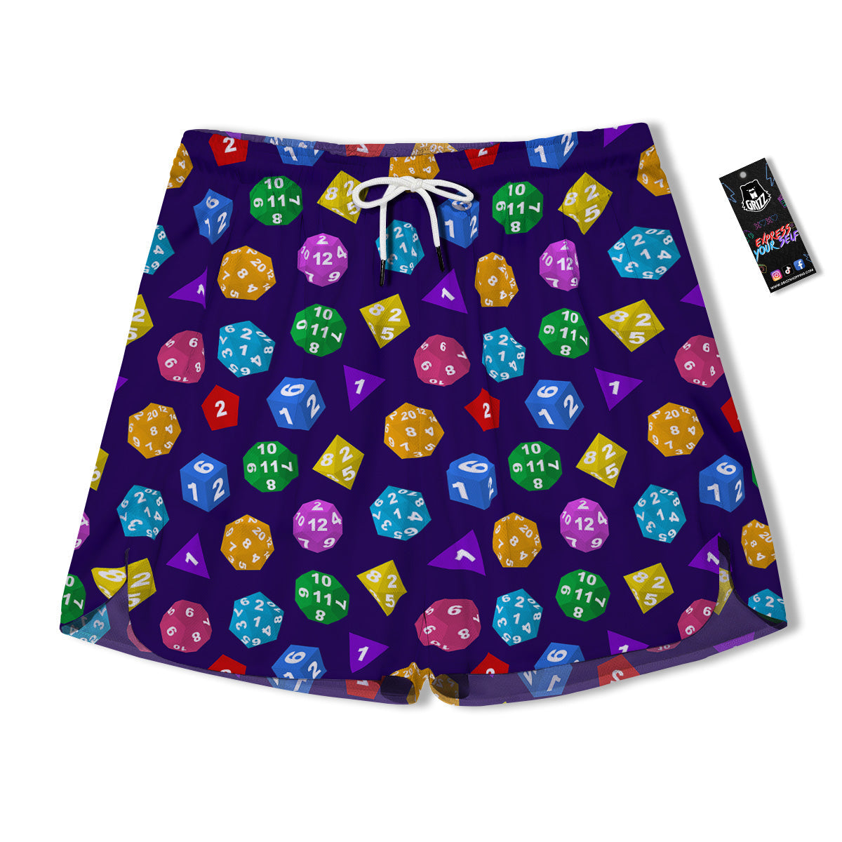 Polyhedron Dice Colorful Print Pattern Men's Running Shorts-grizzshop