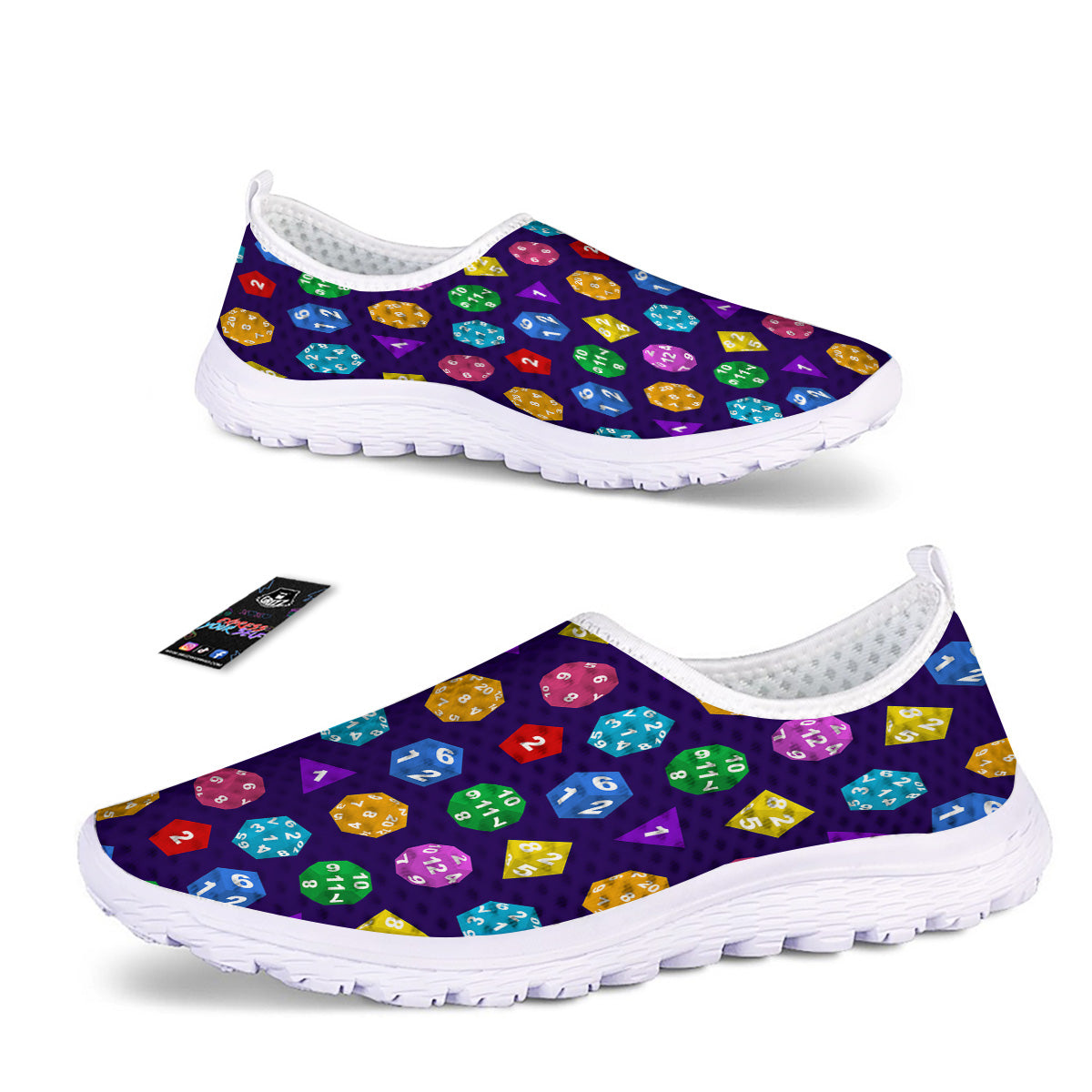 Polyhedron Dice Colorful Print Pattern Nurse Shoes-grizzshop