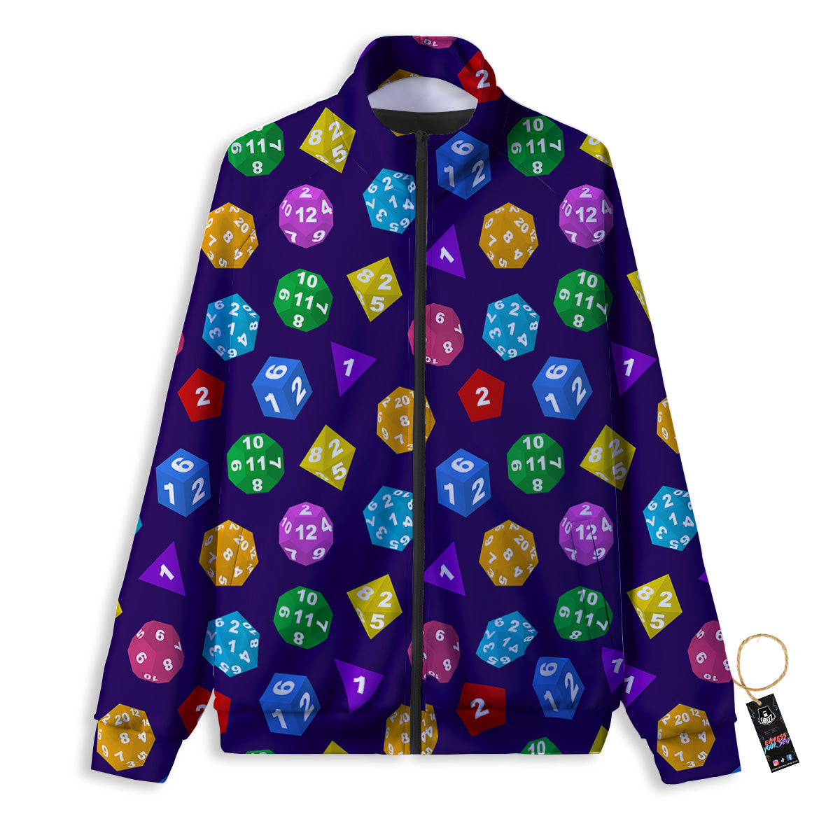 Polyhedron Dice Colorful Print Pattern Track Jacket-grizzshop