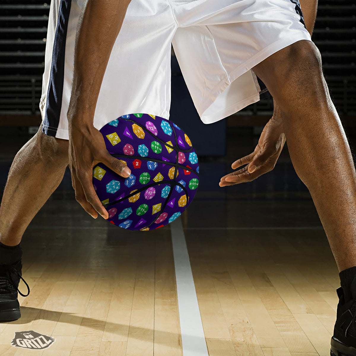 Polyhedron Dice Colorful Print Pattern Basketball