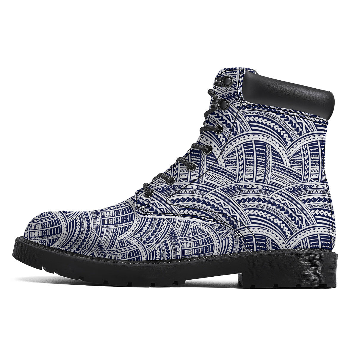 Polynesian Tattoo Blue Maori Print Boots-grizzshop