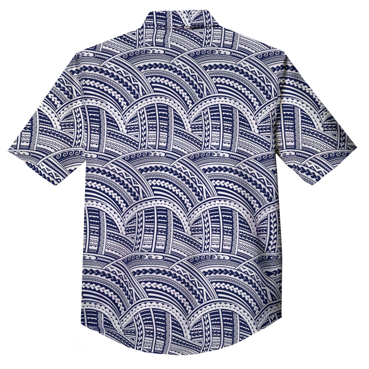 Polynesian Tattoo Blue Maori Print Button Up Shirt-grizzshop
