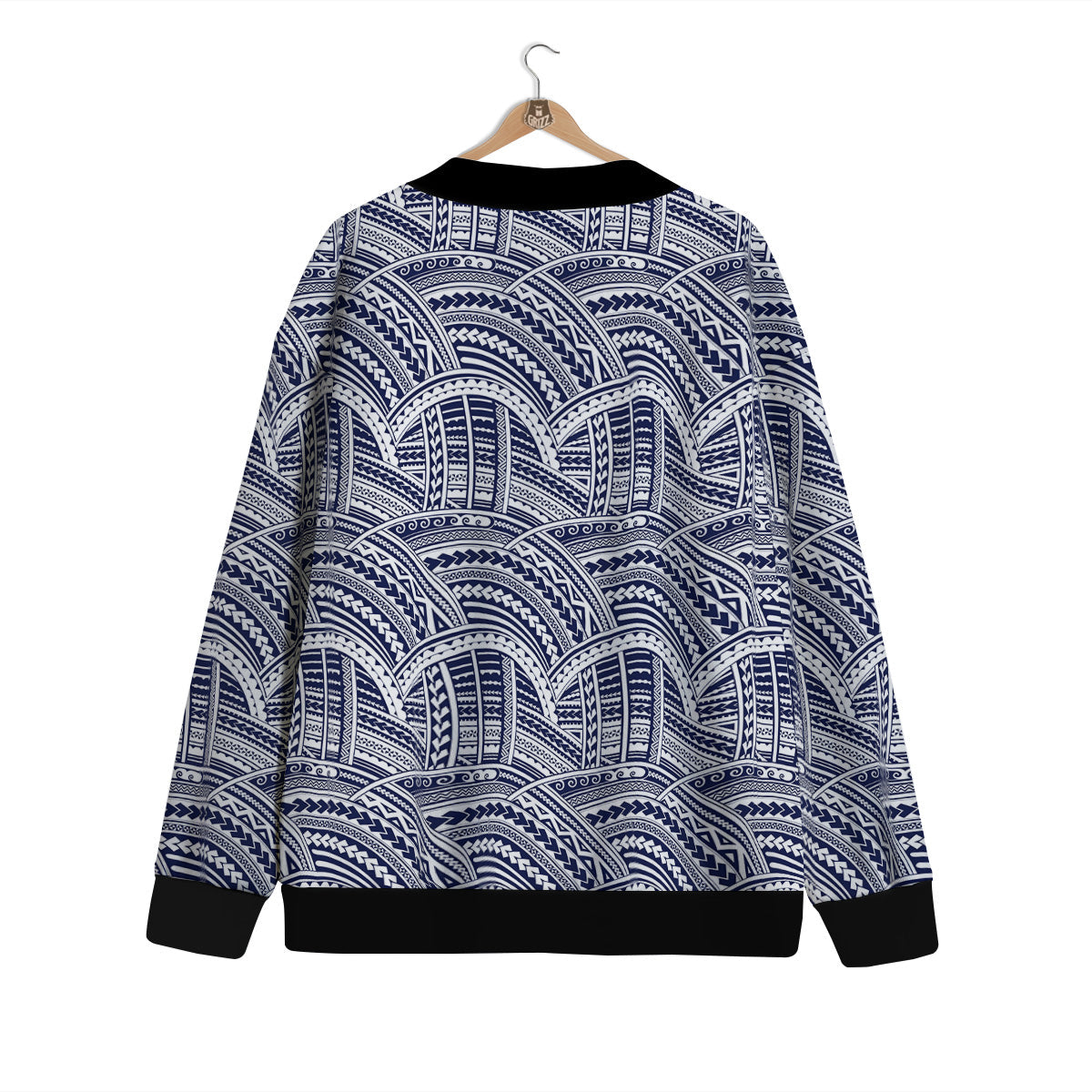Polynesian Tattoo Blue Maori Print Cardigan-grizzshop