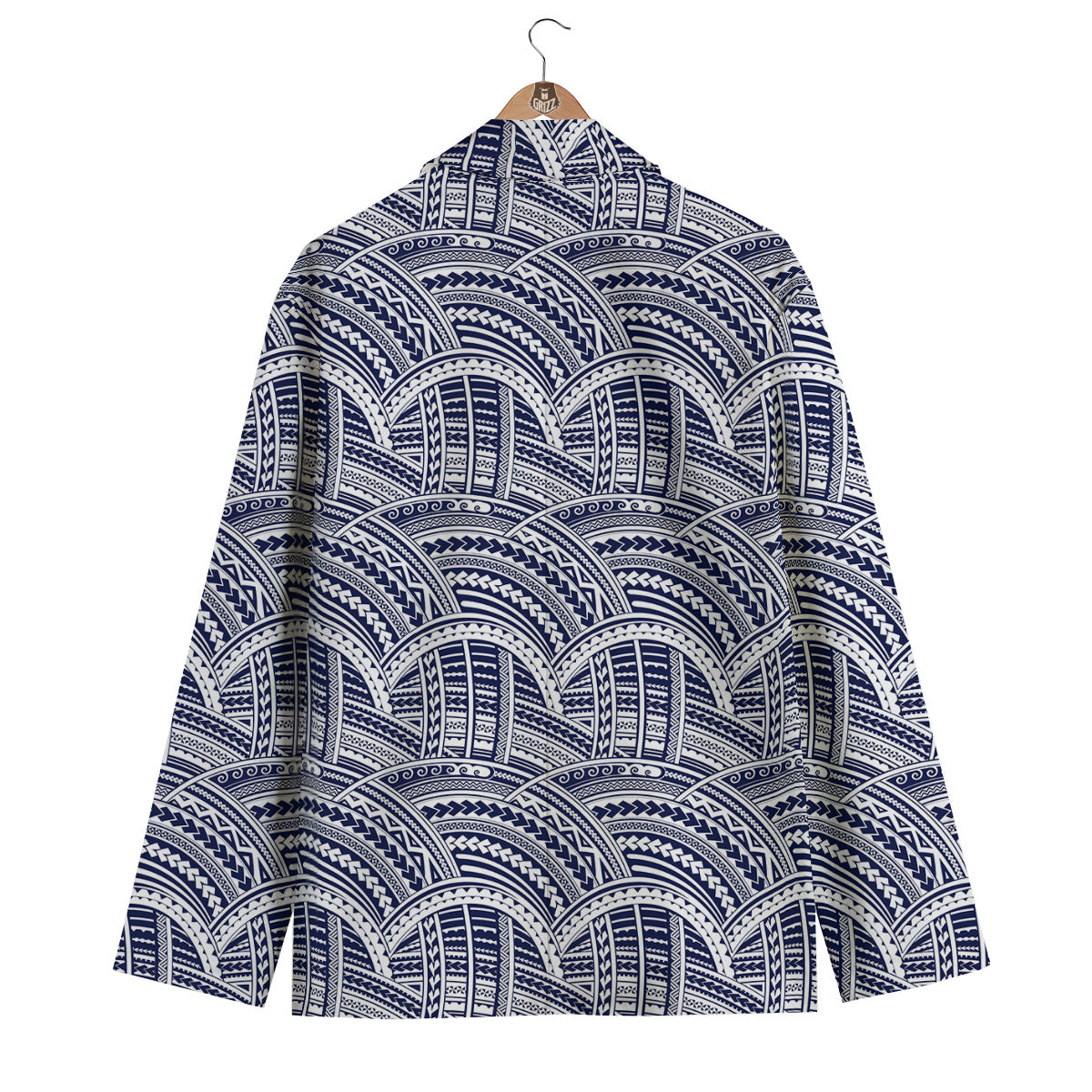 Polynesian Tattoo Blue Maori Print Men's Blazer-grizzshop