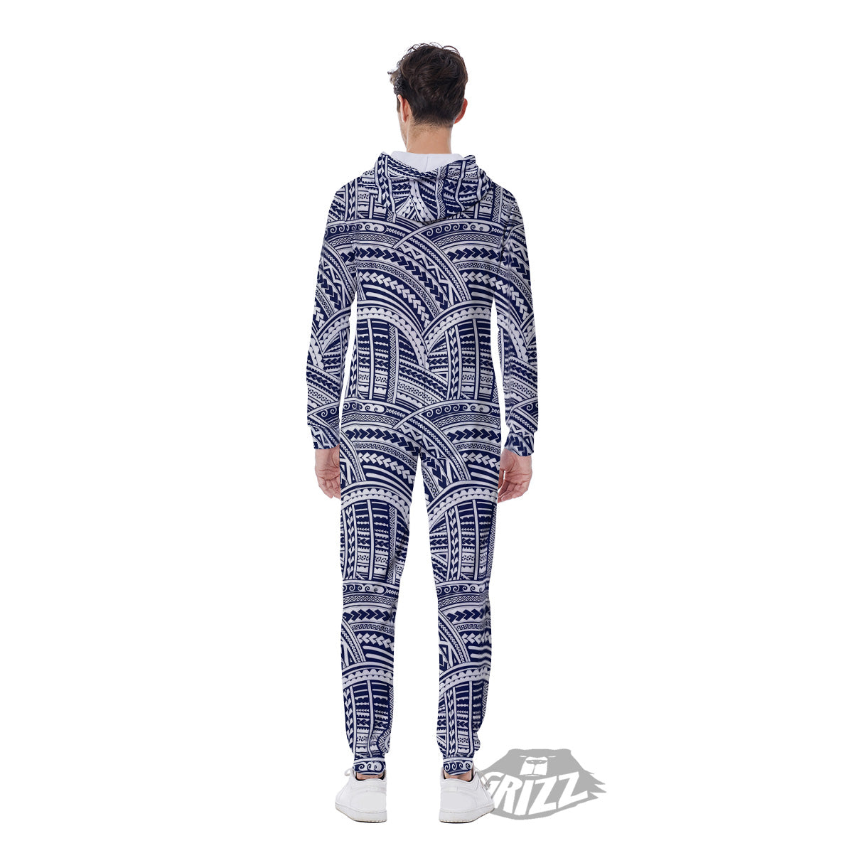 Polynesian Tattoo Blue Maori Print Men's Jumpsuit-grizzshop