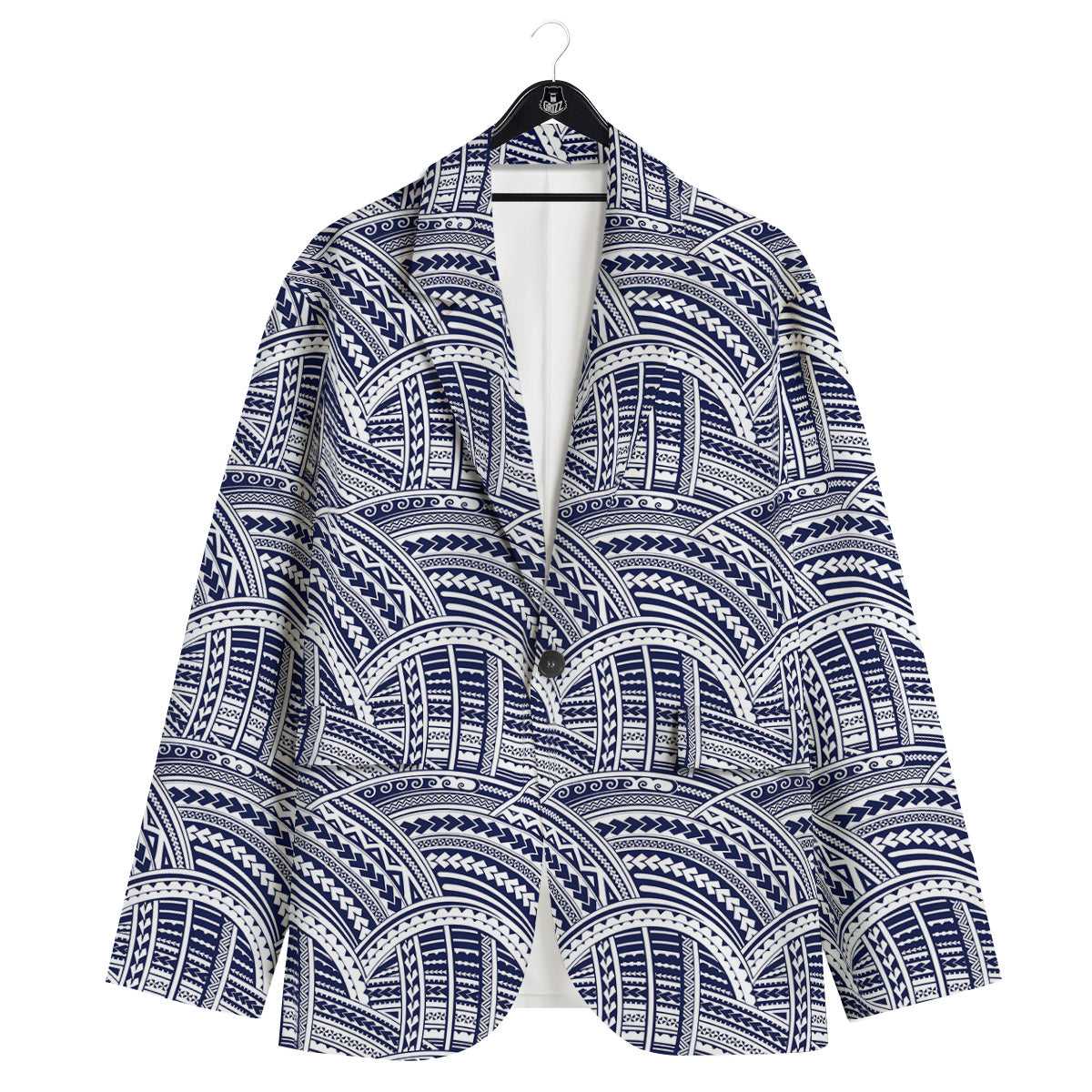 Polynesian Tattoo Blue Maori Print Men's Sport Coat-grizzshop