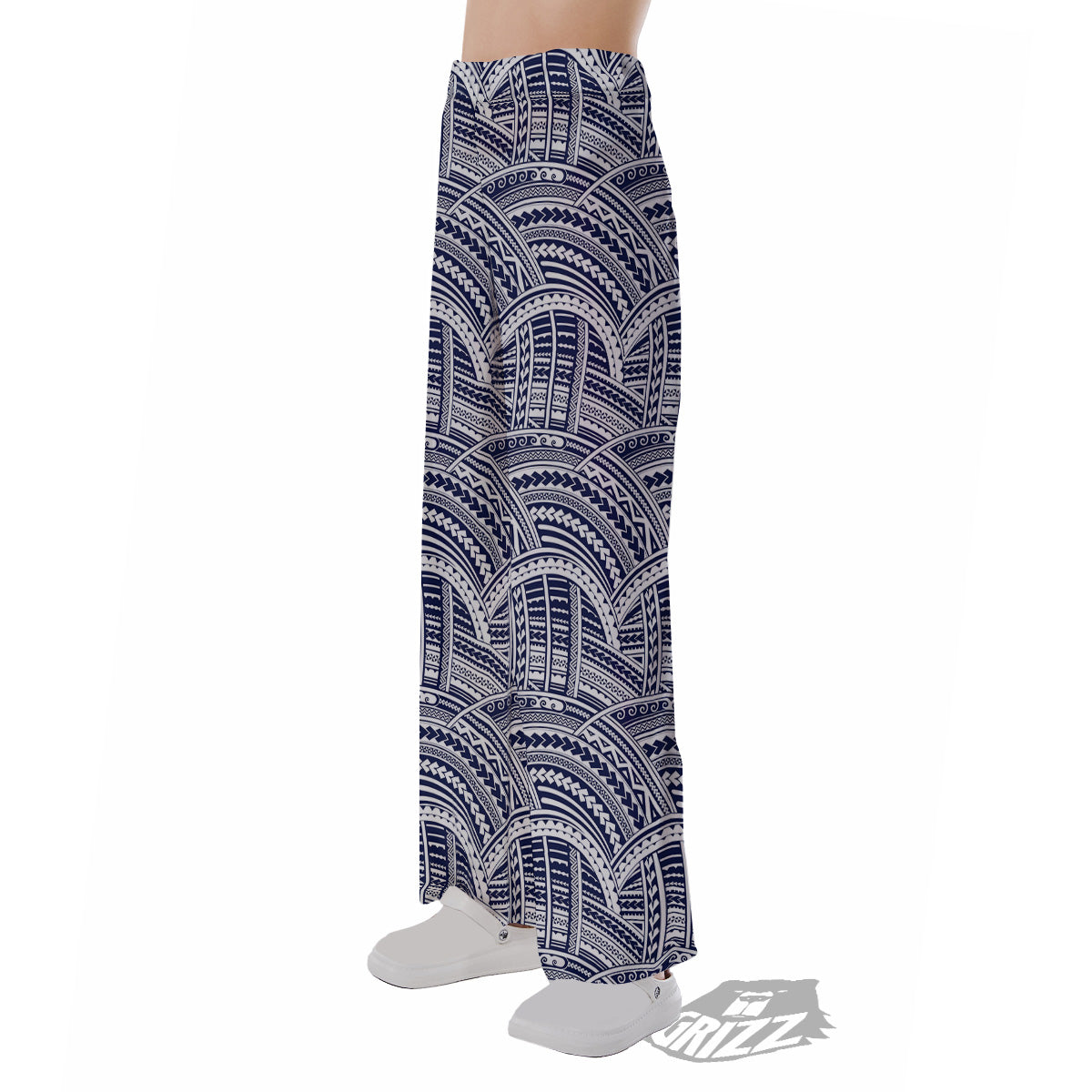 Polynesian Tattoo Blue Maori Print Pajama Pants-grizzshop