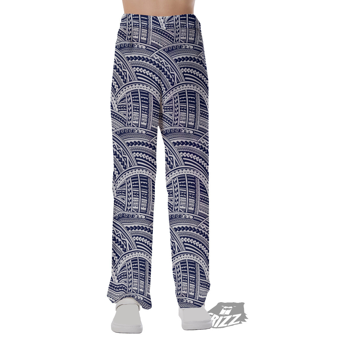 Polynesian Tattoo Blue Maori Print Pajama Pants-grizzshop