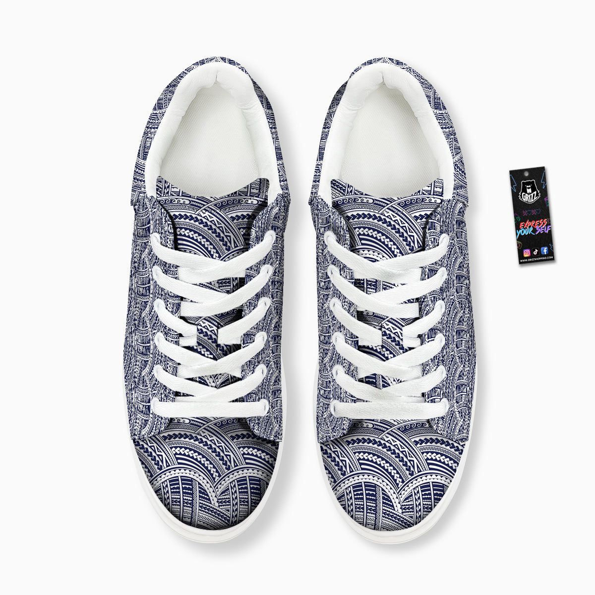 Polynesian Tattoo Blue Maori Print Platform Shoes-grizzshop