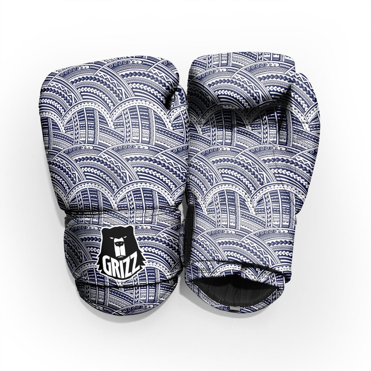 Polynesian Tattoo Blue Maori Print Pro Boxing Glove