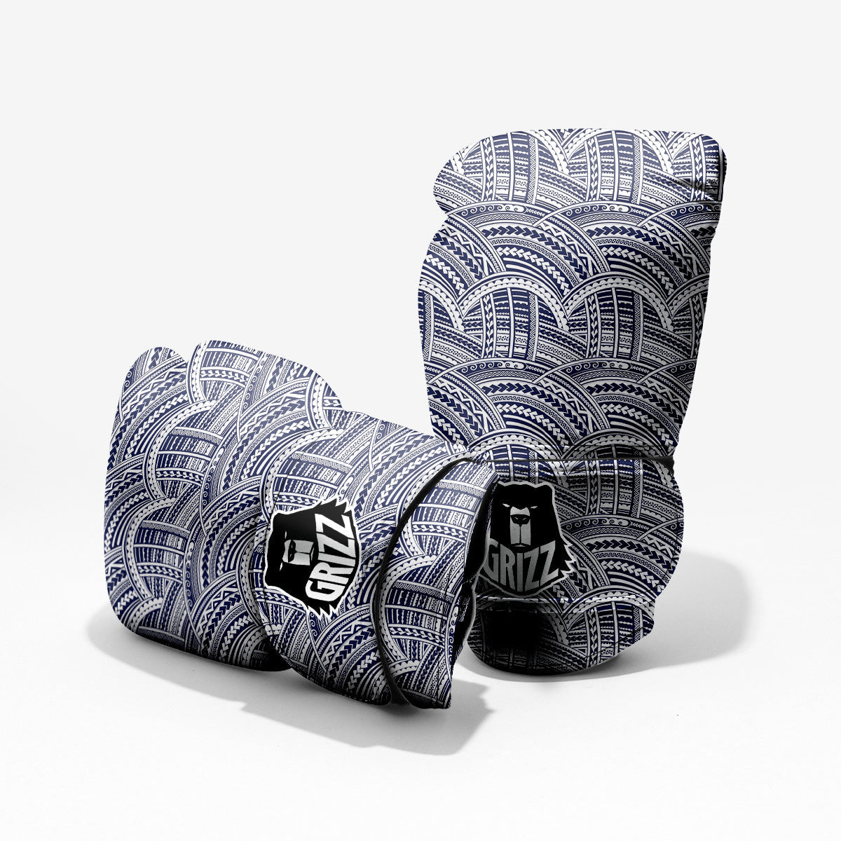 Polynesian Tattoo Blue Maori Print Pro Boxing Glove