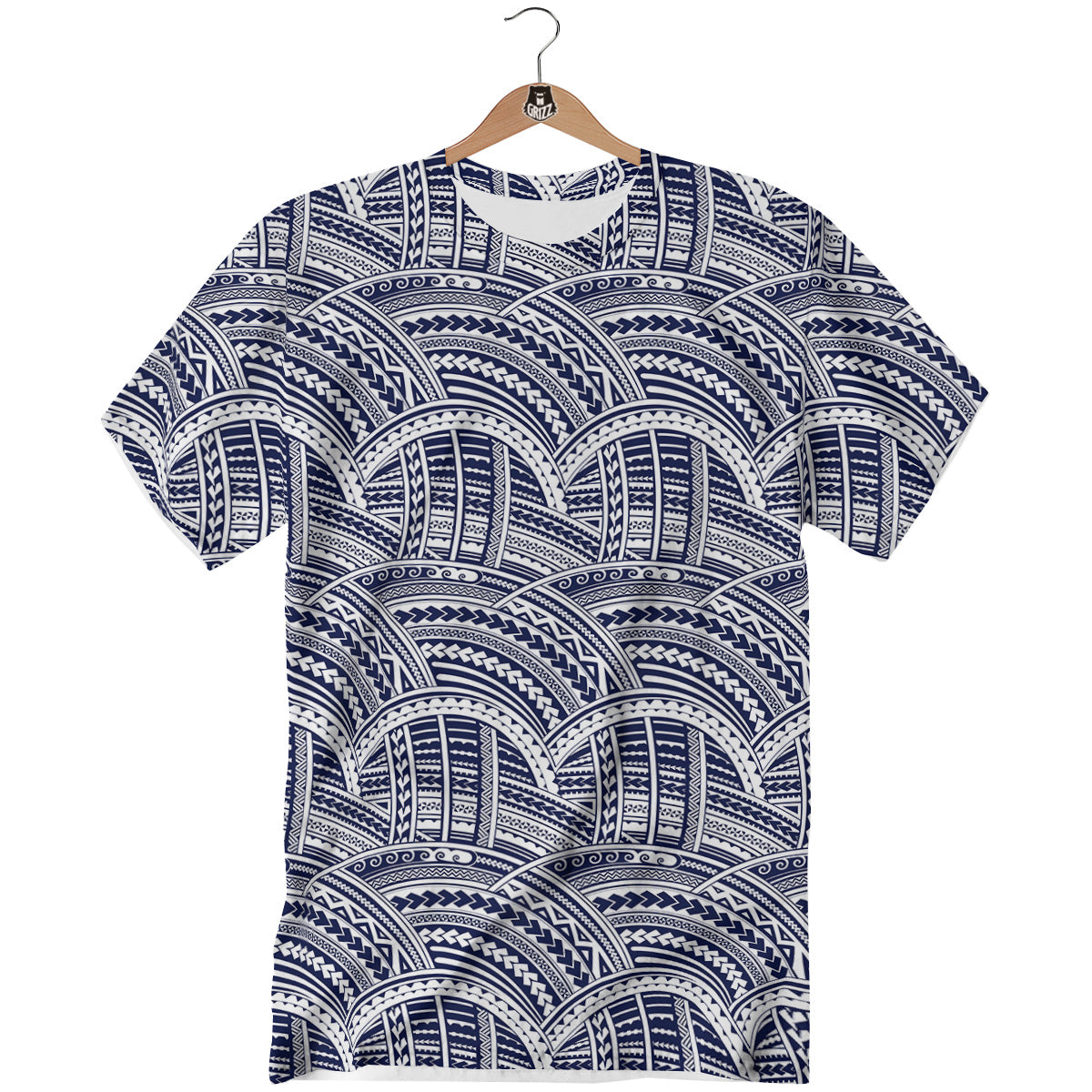 Polynesian Tattoo Blue Maori Print T-Shirt-grizzshop