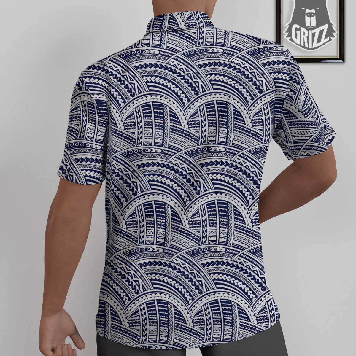 Polynesian Tattoo Blue Maori Print Untucked Shirts-grizzshop