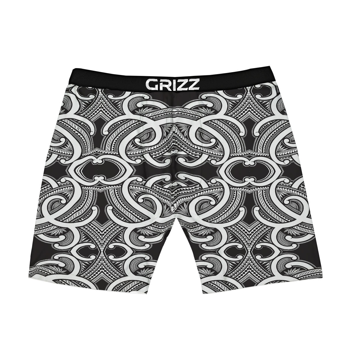 Polynesian Tattoo White And Black Print Boxer Briefs-grizzshop