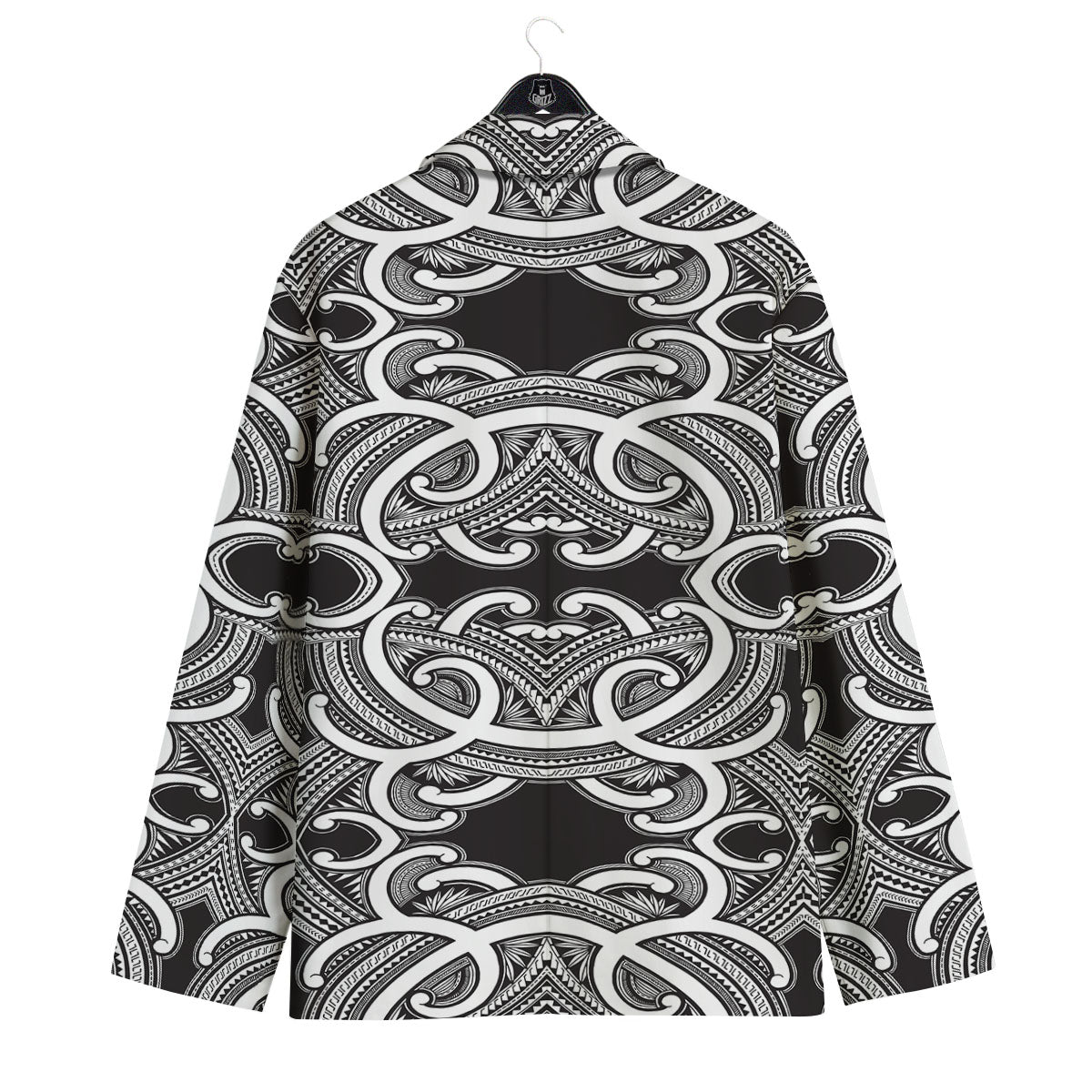 Polynesian Tattoo White And Black Print Men's Sport Coat-grizzshop