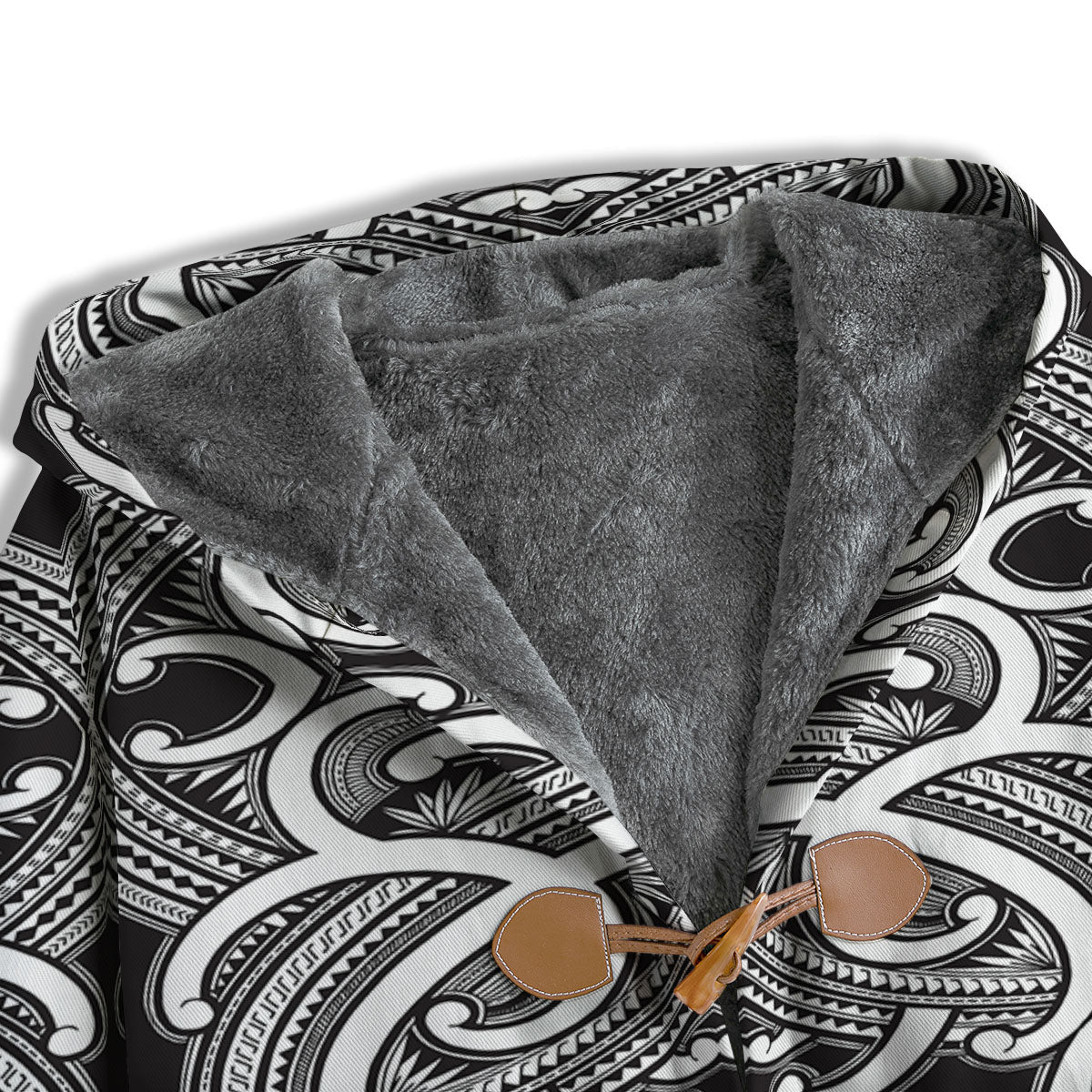 Polynesian Tattoo White And Black Print Men's Windbreaker Jacket-grizzshop