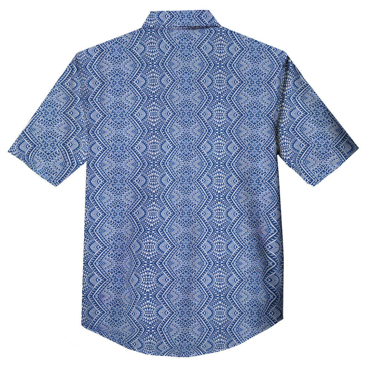 Polynesian Tribal Blue Maori Print Button Up Shirt-grizzshop