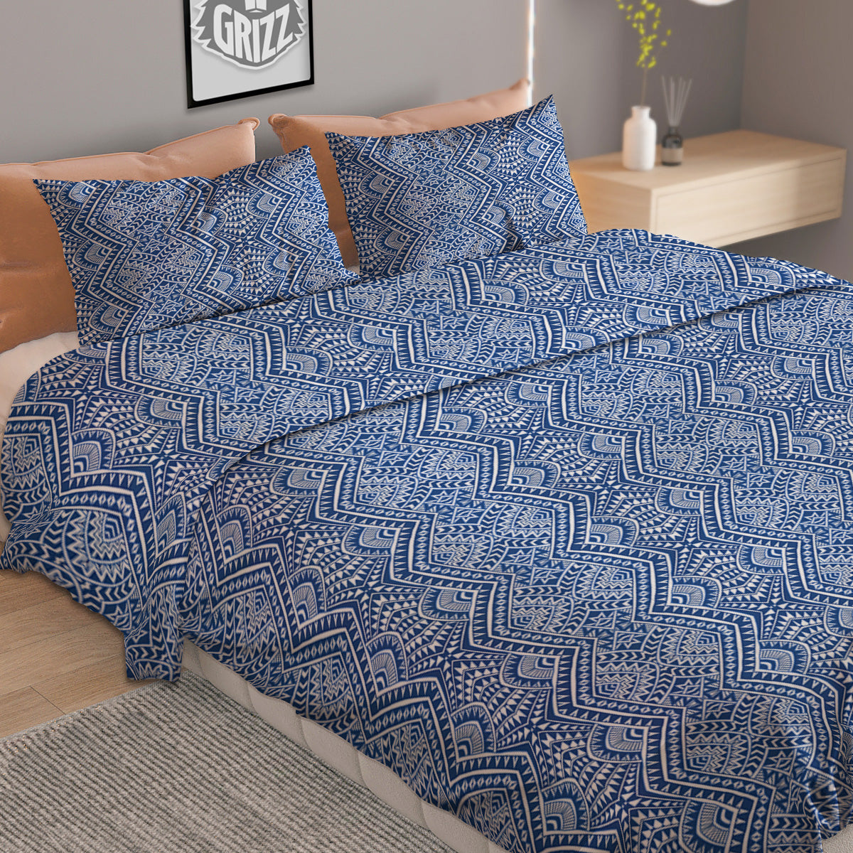 Pentagram Satanic Flame Print Duvet Cover Bedding Set