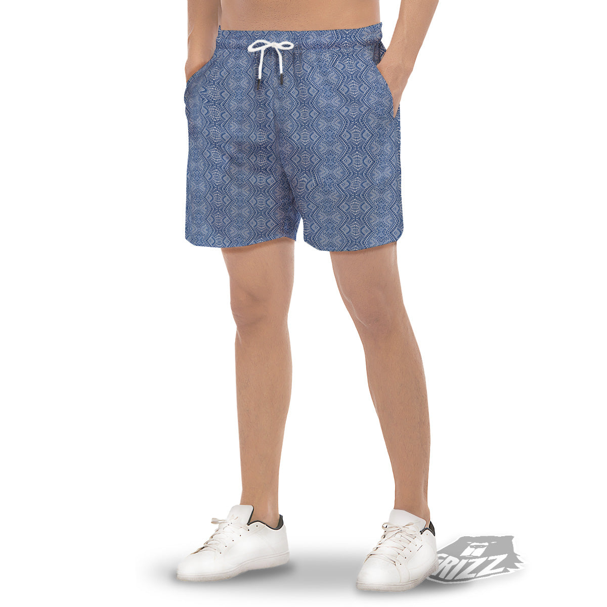 Polynesian Tribal Blue Maori Print Men's Gym Shorts-grizzshop