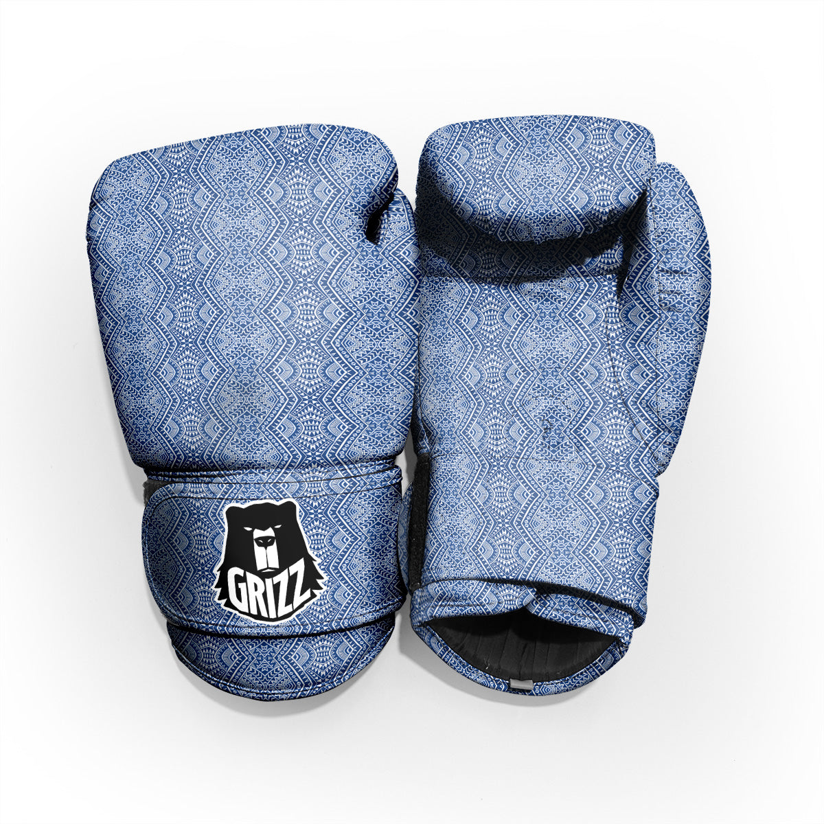 Polynesian Tribal Blue Maori Print Pro Boxing Glove
